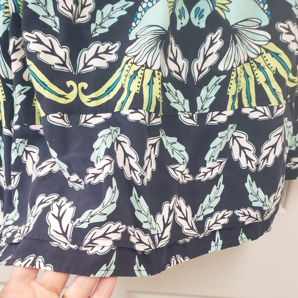 Crown & Ivy, NWOT long sleeve blue green peacock ruffle bottom tunic, XL - Picture 7 of 11